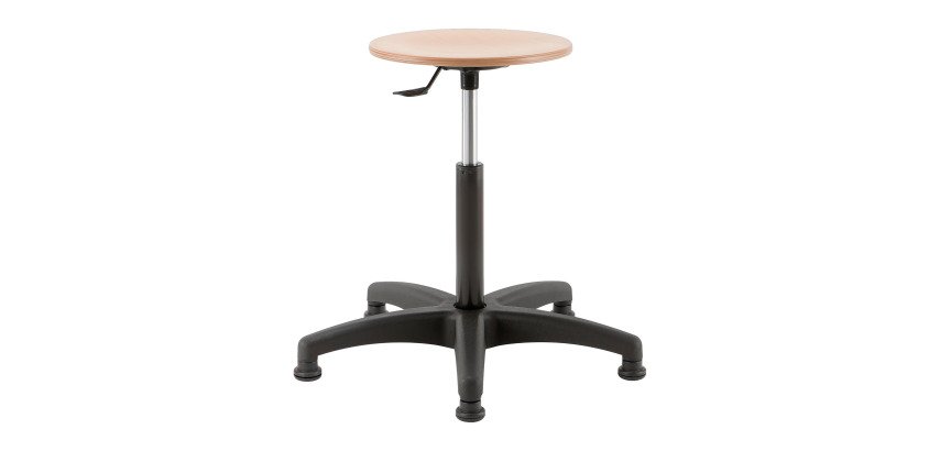 Tabouret Indus bois réglable en hauteur, patins fixes