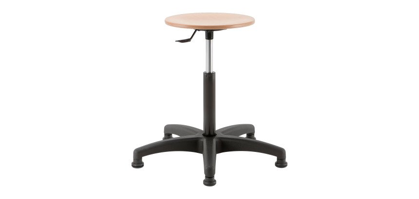 Tabouret Indus bois réglable en hauteur, patins fixes