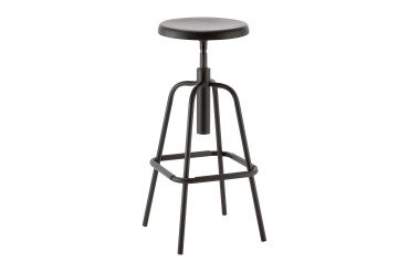 Tabouret Industry réglable en hauteur avec pied métal et repose-pied