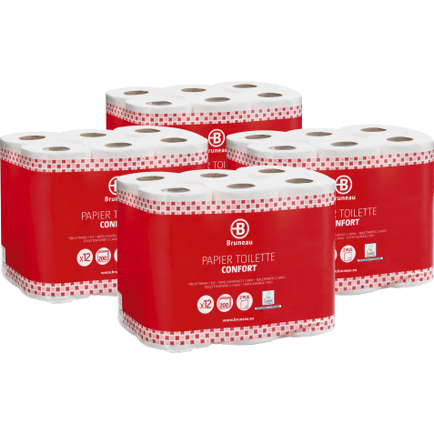 Toilet paper double layered Bruneau - box with 48 rolls of 200 sheets 