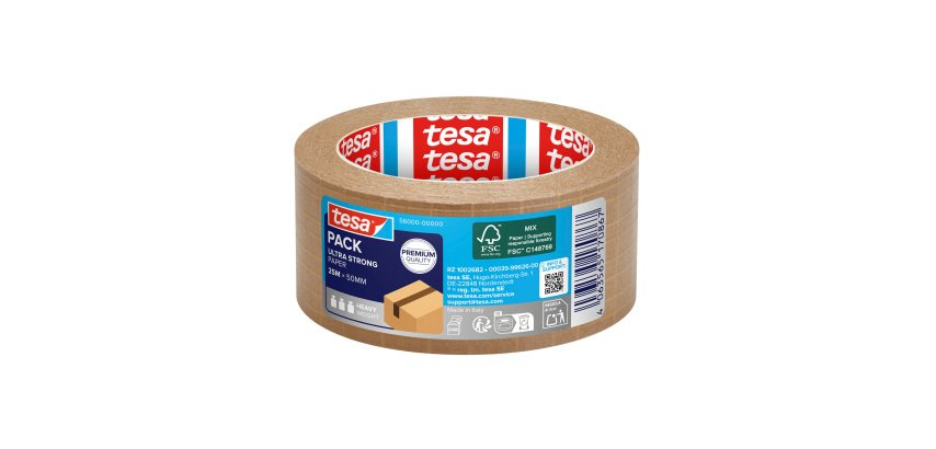 Cinta de embalaje papel kraft reforzada Ecologo® Tesa - 25 m x 50 mm