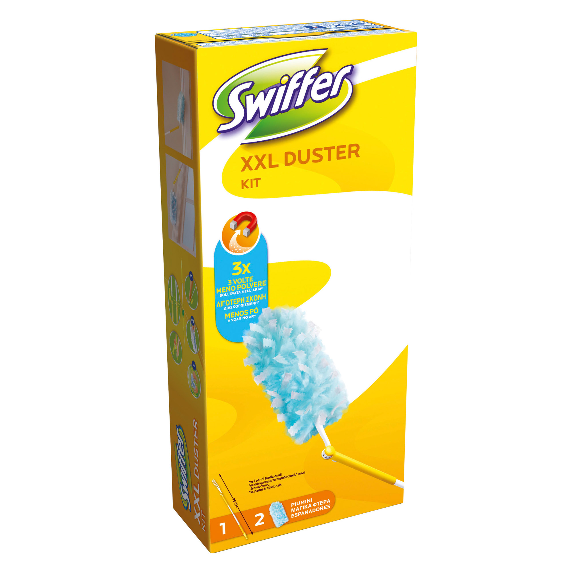 Swiffer - Kit de démarrage Swiffer 3D Clean : 1 Balai, 4 Lingettes