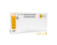 Lettre recommandée mobile blanche - Patte autocollante avec bande protectrice - Paquet de 5