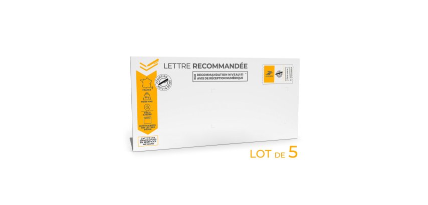 Lettre recommandée mobile blanche - Patte autocollante avec bande protectrice - Paquet de 5