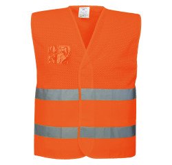 Gilet alta visibilità con porta badge Portwest C494 arancione