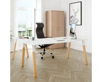 Scrivania manageriale 200x100 cm ecla gambe bianche e legno