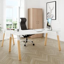 Corner desk Ecla L 200 x D 200 undercarriage in wood/metal