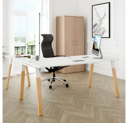 Scrivania manageriale 200x100 cm ecla gambe bianche e legno