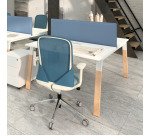 Pôle de 2 bureaux ECLA profondeur 166 piètement métal et bois