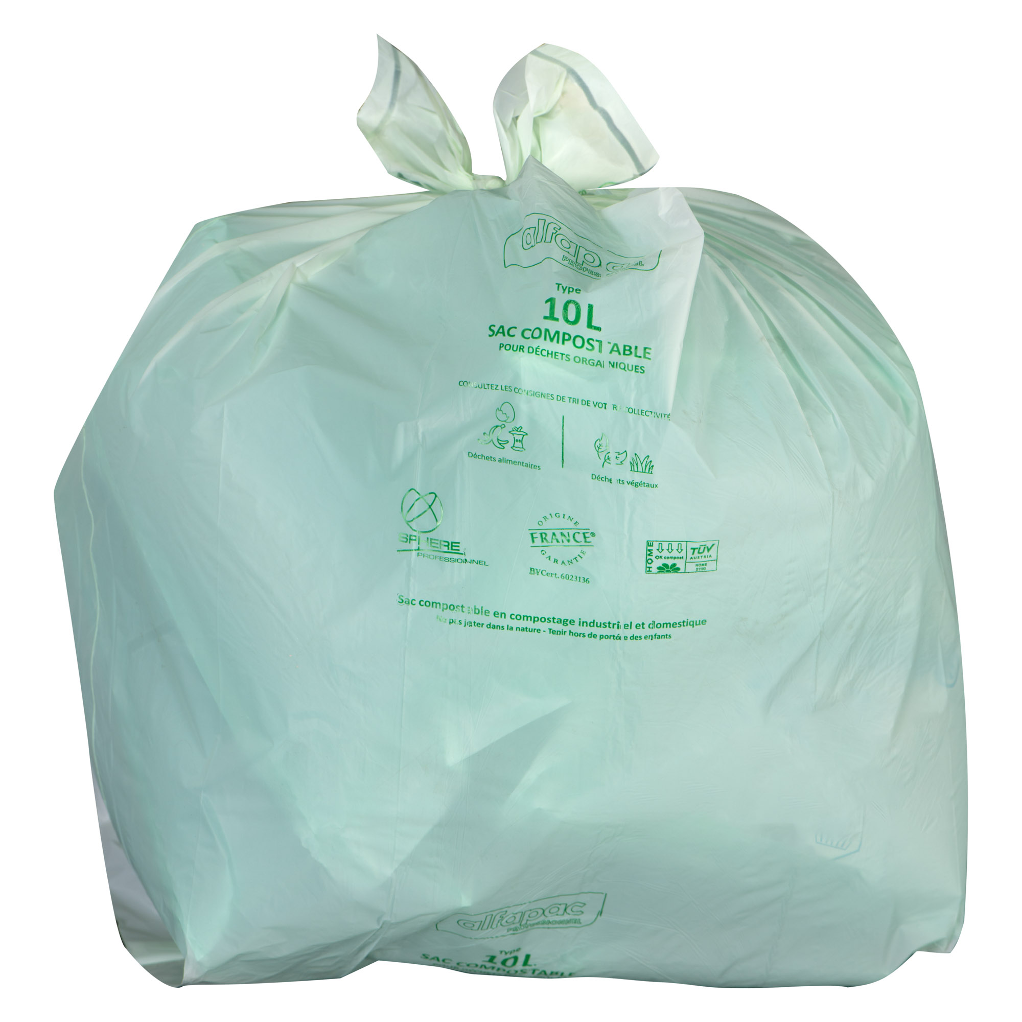 Alfapac sac poubelle compostable 10l Vert - lot de 720