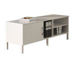 Mobile di servizio Wood-Metal Bianco con anta reversibile dx/sx, 140 x 50 x 57 altezza gambe 15 cm