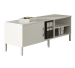 Mobile di servizio Wood-Metal Bianco con anta reversibile dx/sx, 140 x 50 x 57 altezza gambe 15 cm