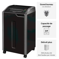 Destructeur Powershred Fellowes 425Ci - coupe croisée