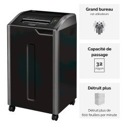 Destructeur Powershred Fellowes 425Ci - coupe croisée