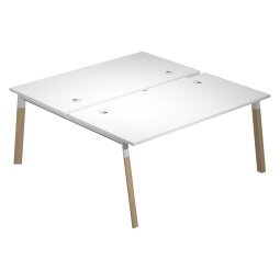 Bench senza divisorio Wood-Metal Bianco 160 x 168 x 72,5 con gambe in Legno Rovere e Metallo Bianco