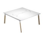 Bench da 2 postazioni Wood-Metal p 168 x h 72,5 cm gambe in metallo bianco o bimateriale metallo-legno bianco-rovere