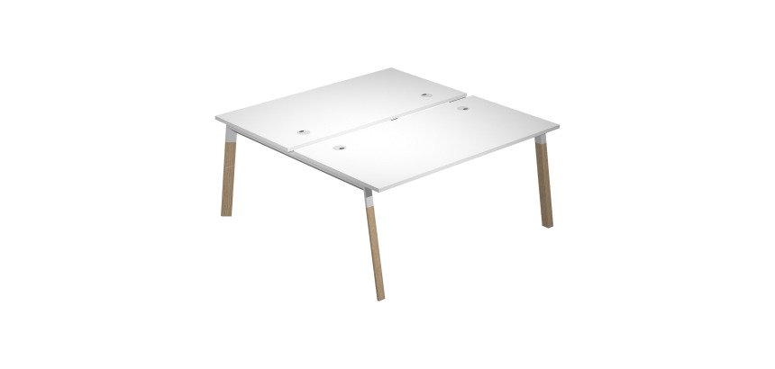 Bench da 2 postazioni Wood-Metal p 168 x h 72,5 cm gambe in metallo bianco o bimateriale metallo-legno bianco-rovere