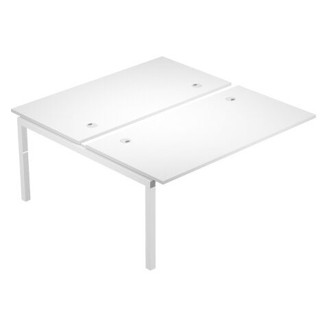 Postazione doppia aggiuntiva Wood-Metal senza divisorio Bianca 120 x 168 x 72,5 gambe in Metallo Bianco