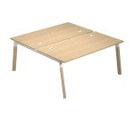 Bench da 2 postazioni Wood-Metal p 168 x h 72,5 cm gambe in metallo bianco o bimateriale metallo-legno bianco-rovere