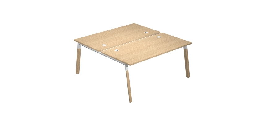 Bench da 2 postazioni Wood-Metal p 168 x h 72,5 cm gambe in metallo bianco o bimateriale metallo-legno bianco-rovere