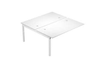 Postazione doppia aggiuntiva per bench Wood-Metal p 168 x h 72,5 cm senza divisorio con gambe in metallo bianco