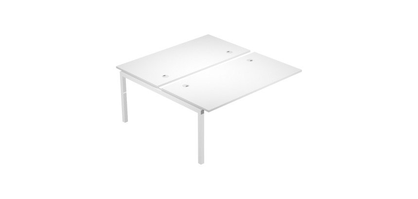 Postazione doppia aggiuntiva per bench Wood-Metal p 168 x h 72,5 cm senza divisorio con gambe in metallo bianco