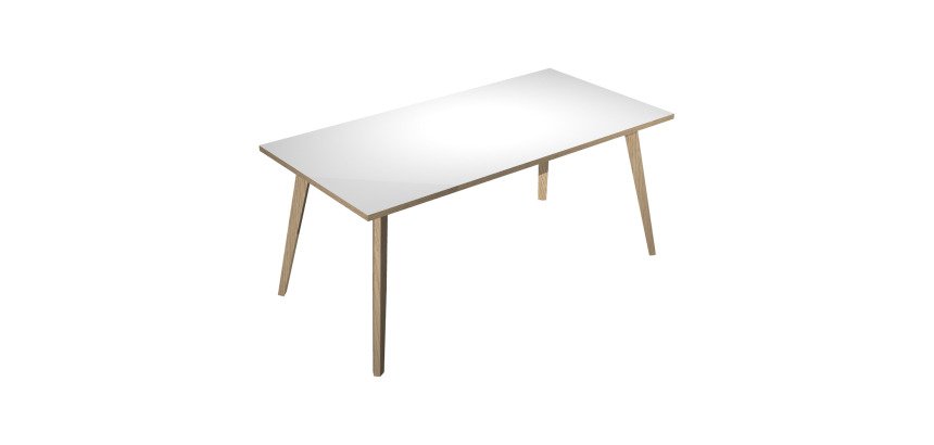 Woody desk, 80 x 74.4 cm high, with 4 solid oak wood legs