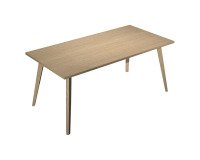 Scrivania Woody l 180 x p 80 x h 74,4 cm piano rovere gambe in legno massello finitura rovere