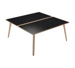 Scrivania Bench da due postazioni Woody p 166 x h 74,4 cm con 4 gambe in legno massello colore rovere
