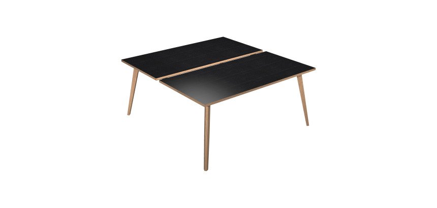 Scrivania Bench da due postazioni Woody p 166 x h 74,4 cm con 4 gambe in legno massello colore rovere
