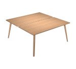 Scrivania Bench da due postazioni Woody p 166 x h 74,4 cm con 4 gambe in legno massello colore rovere