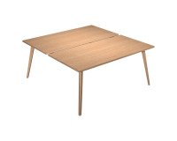 Bench a doppia postazione rovere senza divisorio Woody 180 x 166 x 74,4 cm gambe in legno massello rovere