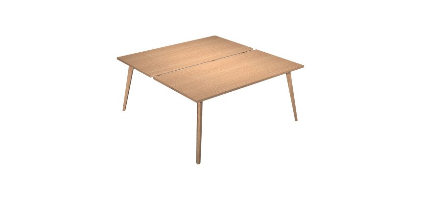 Scrivania Bench da due postazioni Woody p 166 x h 74,4 cm con 4 gambe in legno massello colore rovere