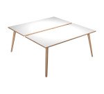 Scrivania Bench da due postazioni Woody p 166 x h 74,4 cm con 4 gambe in legno massello colore rovere