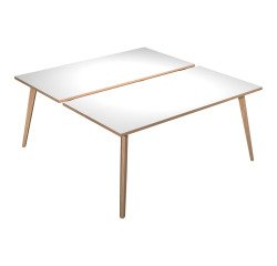 Scrivania Bench da due postazioni Woody p 166 x h 74,4 cm con 4 gambe in legno massello colore rovere