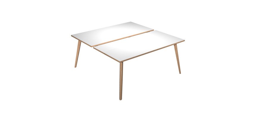 Scrivania Bench da due postazioni Woody p 166 x h 74,4 cm con 4 gambe in legno massello colore rovere