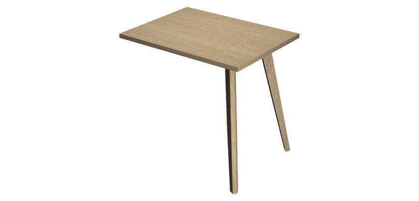 Allungo per scrivania Wood-Metal l 60 x p 80 x h 74,4 cm gambe in legno massello rovere