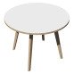 Tavolo rotondo con 3 gambe Woody 100 x 74,4 Bianco con bordo Rovere e gambe in Legno Massello