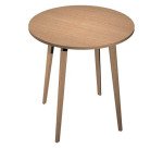 Tavolo rotondo Woody con tre gambe in legno massello rovere in due altezze e diametri