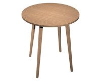 Tavolo rotondo Woody con tre gambe in legno massello rovere in due altezze e diametri