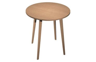 Tavolo rotondo Woody con tre gambe in legno massello rovere in due altezze e diametri