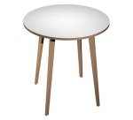Woody round table with three legs in solid oak wood in two heights and diameters