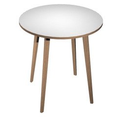 Woody round table with three legs in solid oak wood in two heights and diameters