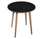 Tavolo rotondo Woody con tre gambe in legno massello rovere in due altezze e diametri