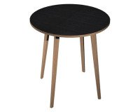 Woody round table with three legs in solid oak wood in two heights and diameters