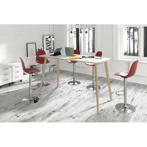 Tavolo alto 4 gambe Woody 140 x 80 x 105 Bianco con gambe in Legno Massello