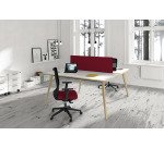 Scrivania Bench da due postazioni Woody p 166 x h 74,4 cm con 4 gambe in legno massello colore rovere