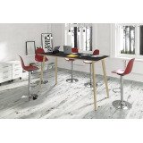 Tavolo alto 4 gambe Woody 140 x 80 x 105 Nero Venato con gambe in Legno Massello
