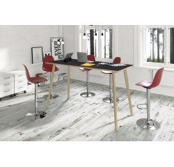 Tavolo alto 4 gambe Woody 160 x 80 x 105 Nero Venato con gambe in Legno Massello
