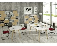 Allungo per scrivania Wood-Metal l 60 x p 80 x h 74,4 cm gambe in legno massello rovere